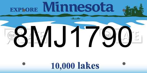 8MJ1790 Minnesota License Plate