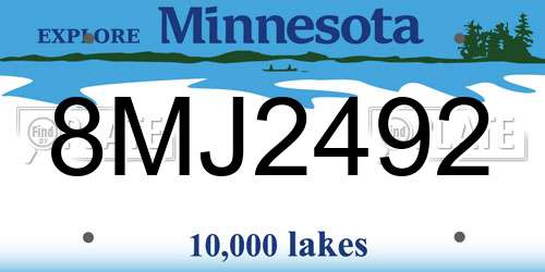 8MJ2492 Minnesota License Plate