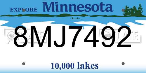8MJ7492 Minnesota License Plate