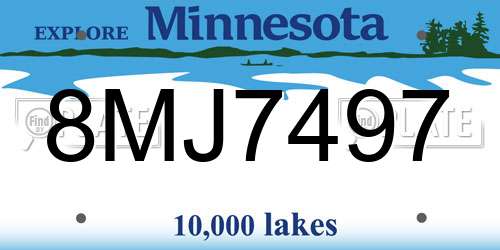 8MJ7497 Minnesota License Plate
