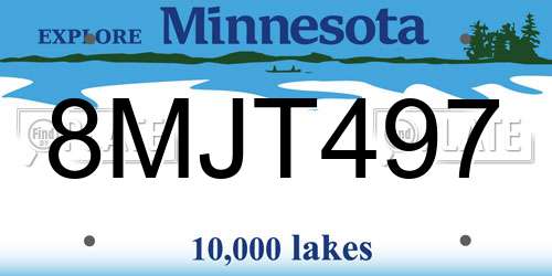 8MJT497 Minnesota License Plate