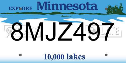 8MJZ497 Minnesota License Plate