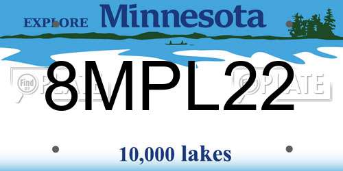 8MPL22 Minnesota License Plate