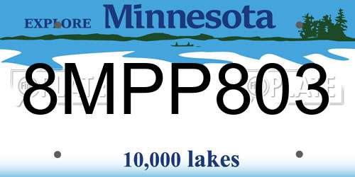 8MPP803 Minnesota License Plate