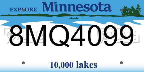 8MQ4099 Minnesota License Plate