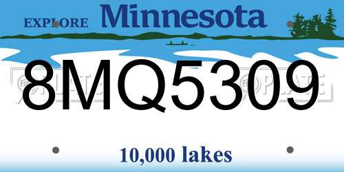 8MQ5309 Minnesota License Plate