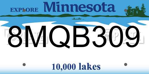 8MQB309 Minnesota License Plate