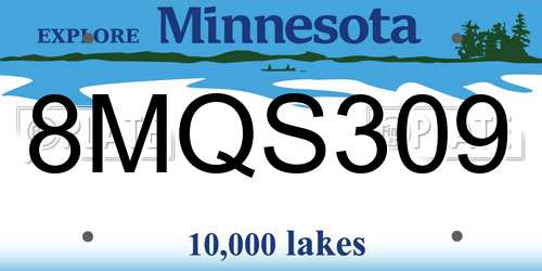 8MQS309 Minnesota License Plate