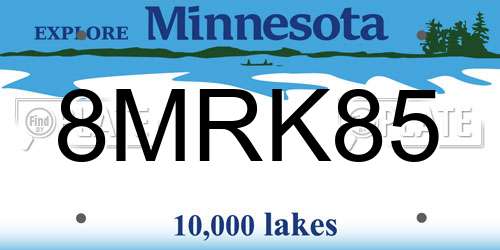 8MRK85 Minnesota License Plate