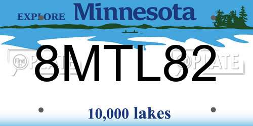 8MTL82 Minnesota License Plate