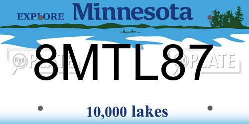 8MTL87 Minnesota License Plate