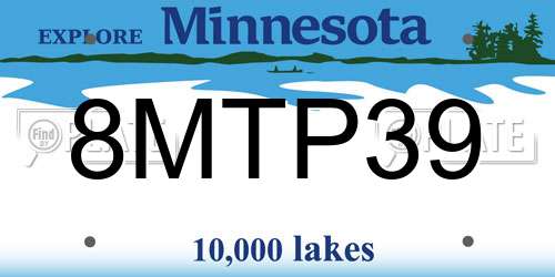 8MTP39 Minnesota License Plate