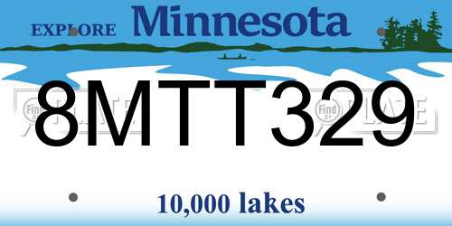 8MTT329 Minnesota License Plate