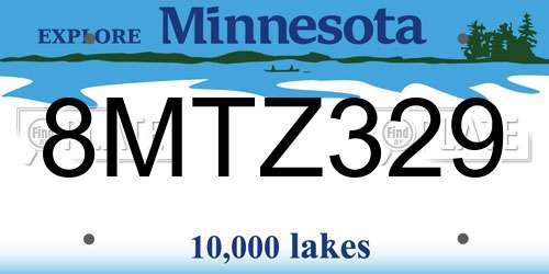 8MTZ329 Minnesota License Plate