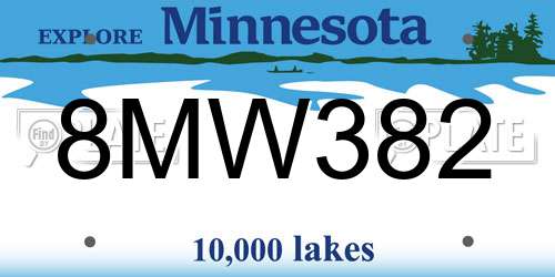 8MW382 Minnesota License Plate