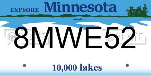 8MWE52 Minnesota License Plate