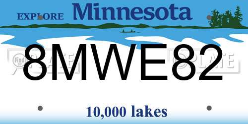 8MWE82 Minnesota License Plate