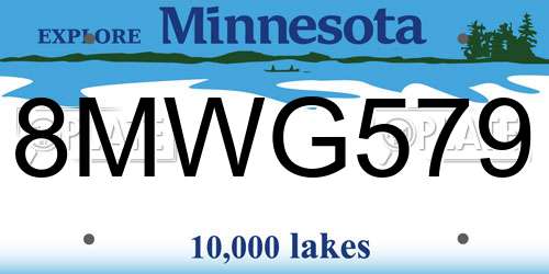 8MWG579 Minnesota License Plate