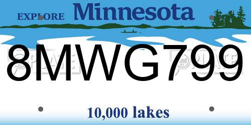 8MWG799 Minnesota License Plate