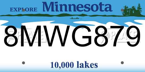 8MWG879 Minnesota License Plate