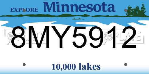 8MY5912 Minnesota License Plate