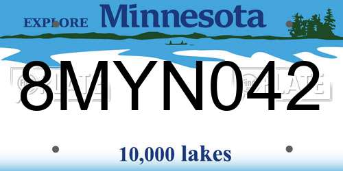 8MYN042 Minnesota License Plate