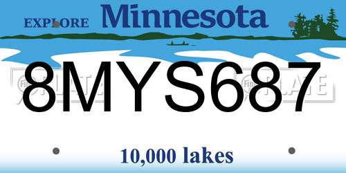 8MYS687 Minnesota License Plate