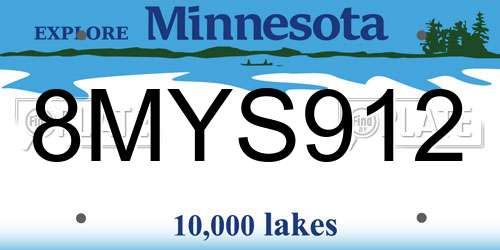 8MYS912 Minnesota License Plate