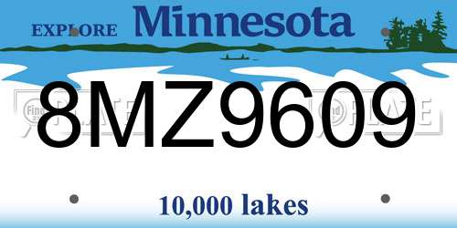 8MZ9609 Minnesota License Plate