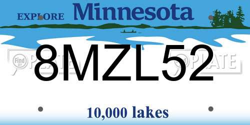 8MZL52 Minnesota License Plate