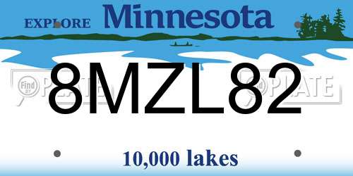 8MZL82 Minnesota License Plate