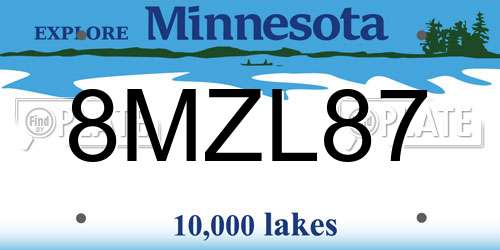 8MZL87 Minnesota License Plate