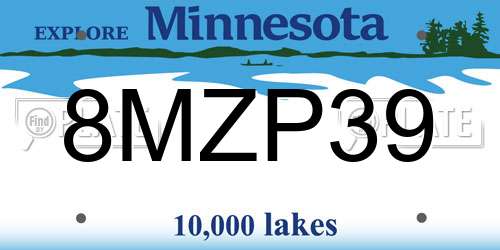 8MZP39 Minnesota License Plate