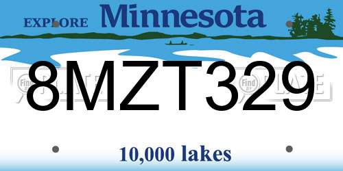 8MZT329 Minnesota License Plate
