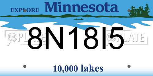 8N18I5 Minnesota License Plate