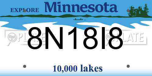 8N18I8 Minnesota License Plate
