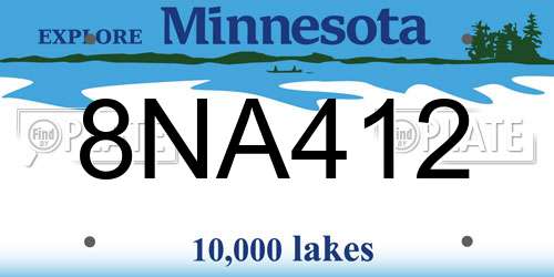 8NA412 Minnesota License Plate