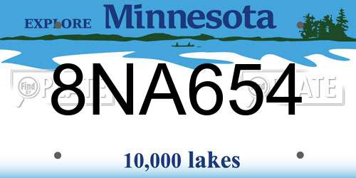 8NA654 Minnesota License Plate