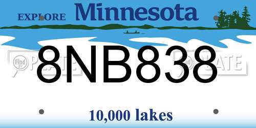 8NB838 Minnesota License Plate