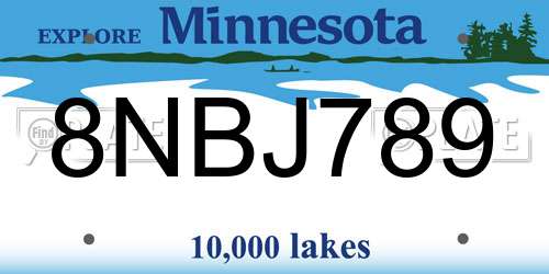 8NBJ789 Minnesota License Plate