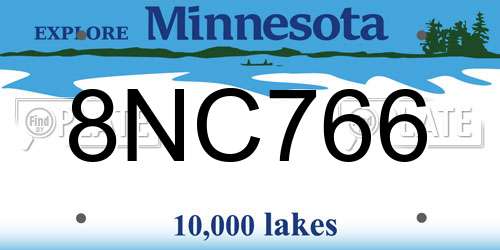 8NC766 Minnesota License Plate