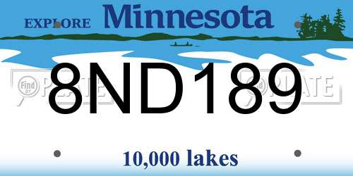 8ND189 Minnesota License Plate