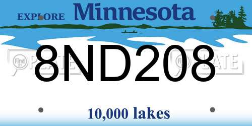 8ND208 Minnesota License Plate