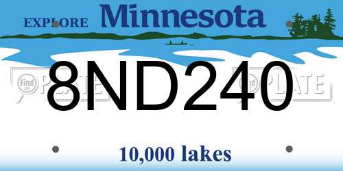 8ND240 Minnesota License Plate