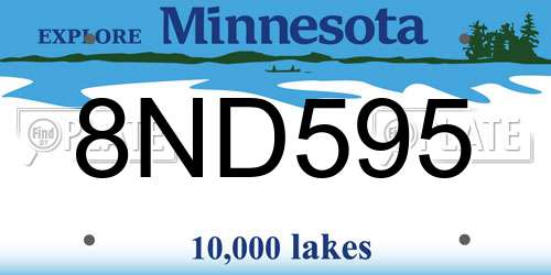8ND595 Minnesota License Plate
