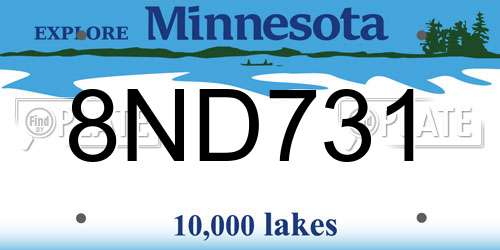 8ND731 Minnesota License Plate