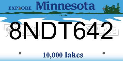 8NDT642 Minnesota License Plate