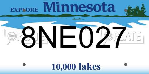8NE027 Minnesota License Plate