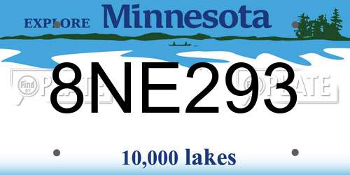 8NE293 Minnesota License Plate