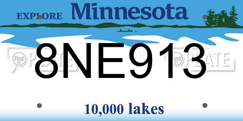 8NE913 Minnesota License Plate